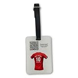 UNIGIFT Nottingham NG2 Club Gepäckanhänger West Bridgford 79 80, Fußball-Fan, Weiß, personalisierbar (rotes Trikot-Design), individueller Name, Gepäck, Koffer, Tasche