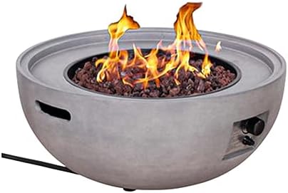 32" Concrete 50K BTU Smokeless Propane Gas Fire Pit Round Outdoor Patio, Porch, and Deck Fireplace for Backyard Heating, Gray