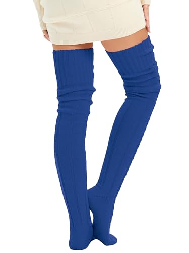 Image of Women's Thigh High Knitted Winter Boot Socks Vintage Extra Long Leg Warmer Over Knee High Stockings