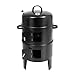 Räucherofen | Räuchertonne Räuchergrill Watersmoker | 3-in-1 Räuchergrill | Grillen/Räuchern/Schmoren | 40cm Durchmesser | 2 Ebenen | Mit Thermometer & Ascheschale | Tragbar (Schwarz)
