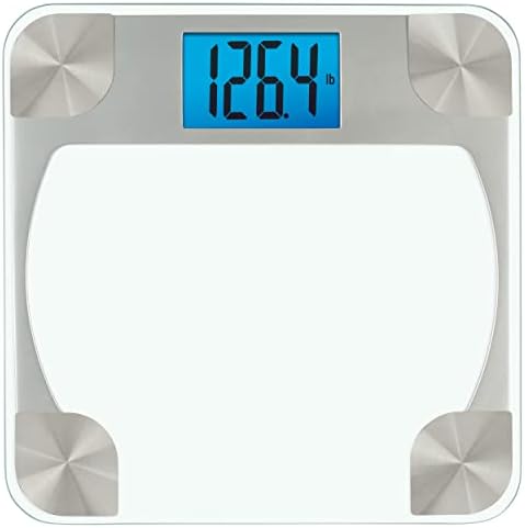Eat Smart Digital Bathroom Scale, High Precision, Bath Scale for Body Weight, Durable Tempered Glass, 330 lb Capacity, Step-On Technology, Clear