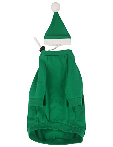 Disfraz navideño para perro con gorro y camisa verde miniatura 2