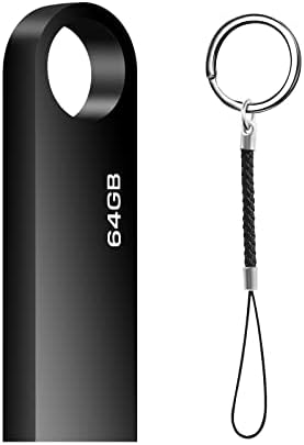64GB Flash Drive Metal Waterproof USB Thumb Drive 3.0 Ultra High Speed Memory Stick with Keychain,64GB USB Stick Portable Pen Drive Mini USB Drive, Black