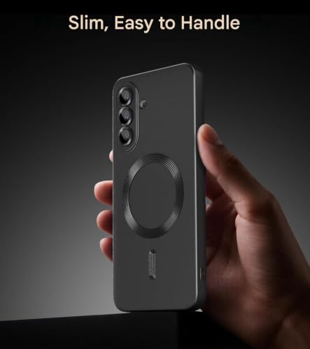 Image of DIZORO Samsung A27 Case, Compatible with Mag Safe Back Cover, Matte Luxury Metallic Luster Flexible TPU Wireless Charging Shockproof Case with Camera Protector (Metallic Silver)