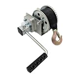 HGW Handseilwinde 500 kg gebremst mit 9 m Gurtband & Abrollautomatik | Bootswinde Anhängerwinde mit Lastdruckbremse und Sicherheitshaken