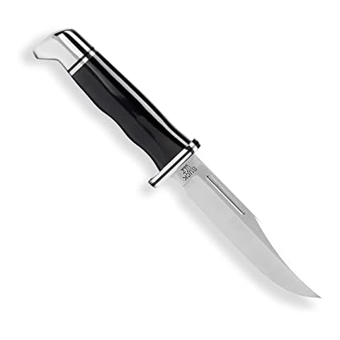 Buck Knives 117 Brahma Fixed Blade Hunting Knife, 4 1/2" 420HC Blade, Black Phenolic Handle with Leather Sheath Cover