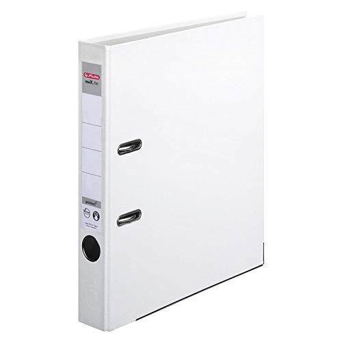 Herlitz 9942616 Ordner maX.file protect A4 5cm weiß, PP-Kunststoffbezug/Papier hellgr.besch. 5er Packung