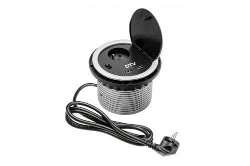 Bloc prise encastrable GTV avec port USB 2A et rallonge pour une recharge rapide sur table