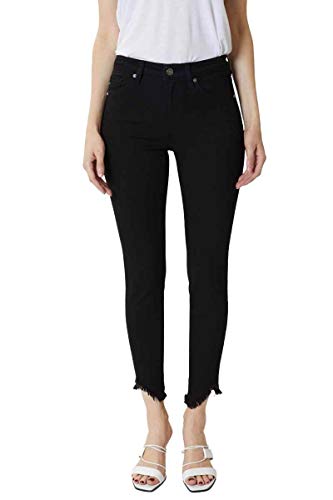 Kan Can Women's High Rise Hem Detail Skinny Jeans - KC7267