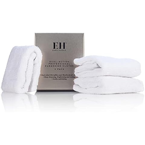 Emma Hardie Dual Action Microfibre & Muslin Cleansing Cloths (3 pack) - Deeply Cleanses, Brightens & Tones. Eases Congestion. Gently Exfoliates & Polishes Skin Cover