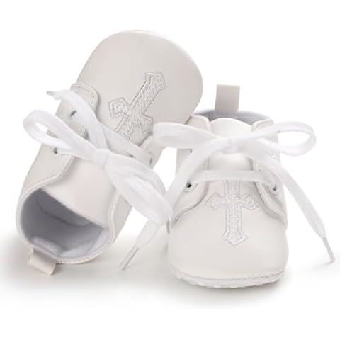 Embroidered Cross Infant Baptism Shoes Cover