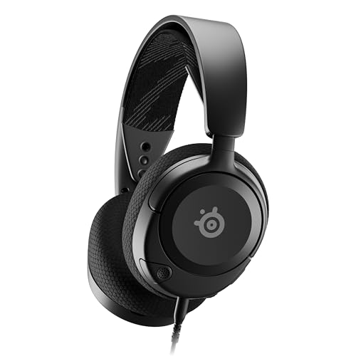 SteelSeries 61606 Arctis Nova 1 Gaming Headphones, Wired, Sealed Type, Compatible with PC, PS5, PS4, Switch, Bi-Directional Microphone, Noise Canceling, Space Audio, Hi-Fi Sound, Adjustable, Black
