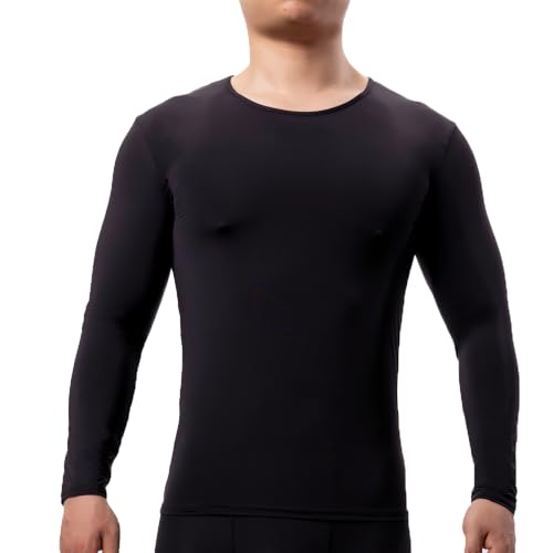 Men's Sheer Undershirt Underwear Long Sleeve T-Shirt Sleepwear Slim Fit Elastic Tops Shirts2