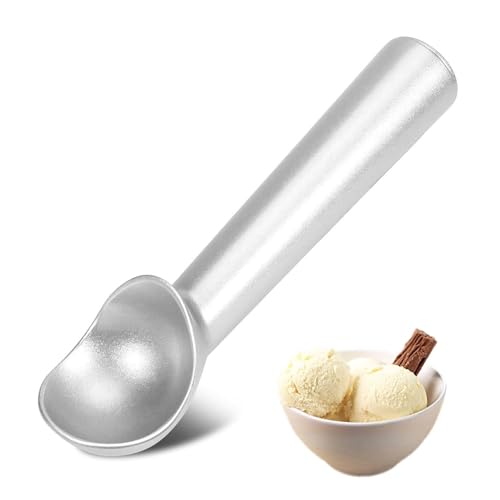Fizzix Aluminum Ice Cream Scoop, 7-Inch One-Piece Design Non-Stick Cookie Scoop (Silver)