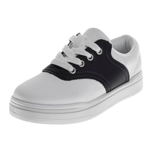 French Toast Sapato social Oxford infantil - Mocassim com cadarço uniforme escolar sapato de sela para meninas e meninos (tamanhos: 11-13 crianças pequenas/1-7 crianças grandes), Branco e preto, 12