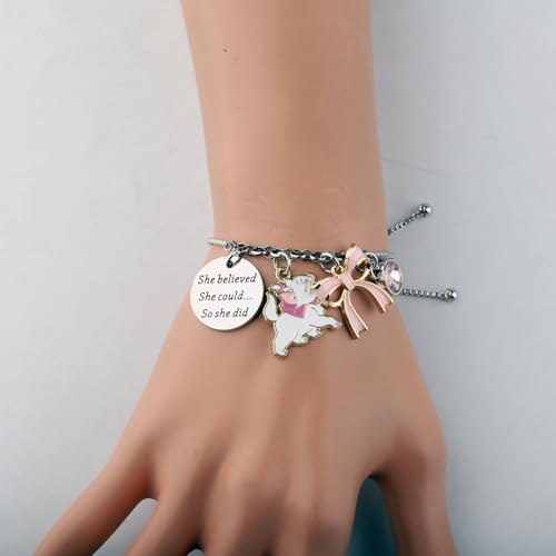 PLITI Cat Movie Inspired Gift Cartoon Cat Gift She Believed She Could So She Did Pink Cat Bracelet For Cats Lover3