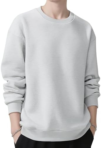 （19:30時点） [Mmlnrc] トレーナー メンズ 長袖 11.3オンス 綿 トップス レディース 春秋冬 丸襟 Tシャツ ビッグシルエット 体型カバー プルオーバー ロングtシャツ 無地 カジュアル パーカー ゆったり 着痩せ スウェット クルーネック 男女兼用 スポーツウェア 部屋着 通勤通学 (JP, アルファベット, M, ライトグレー)