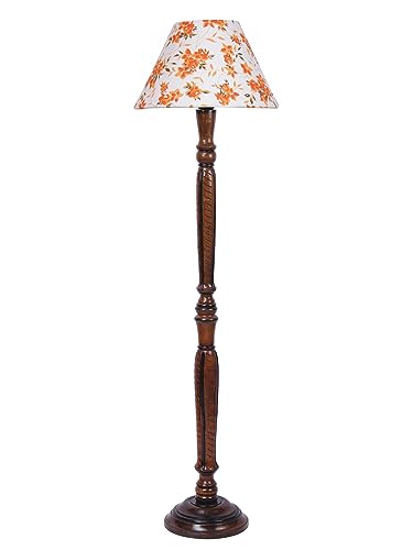 Image of Devansh Multicolor Cotton Conical Wooden Floor lamp -29