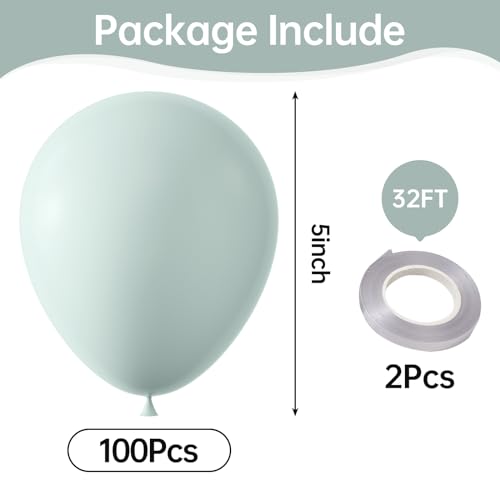 Image of KALOR Pastel Green Green Balloons,100 Pcs 5 Inch Mini Matte Latex Balloons for Balloon Garland Arch, Birthday Decoration, Wedding Party, Baby Shower Decorations