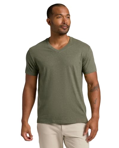 Home 4 True Classic Mens V Neck T Shirts – Cotton V Neck T Shirts for Men, V-Neck Mens T-Shirts and Undershirts for Men Pack/Singles, Pack of 1, Heather Military Green, XL