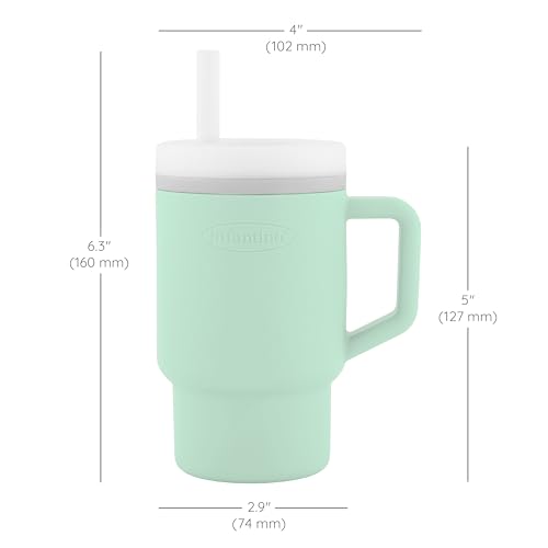 Image of Infantino My 1st Tumbler 266 ml Silicone Straw Cup - Cool Mint, Leak-Resistant, Lightweight Premium Silicone, Fits Stroller & Car Seat Cup Holders