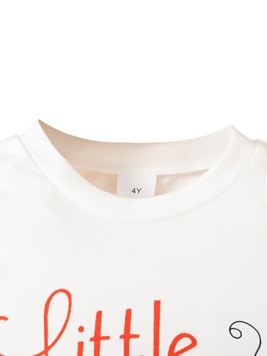 Image of Girl's 2 Pcs Outfits Short Sleeve Graphic T-Shirt Top and Paperbag Waist Shorts Set with Belt