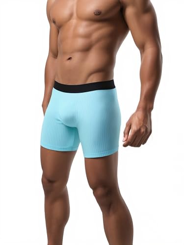 Mens Underwear Boxer Briefs for Men Long Leg Striped Mens Briefs Elastic Waistband Boxer Briefs Breathable Men's Underwear4