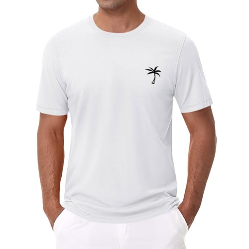 Camiseta de verano para hombre, algodón y cuello redondo, camiseta informal con estampado de coco, camiseta deportiva para hombre, ropa de calle, camiseta de ocio, tallas S-5XL, Blanco18, XL