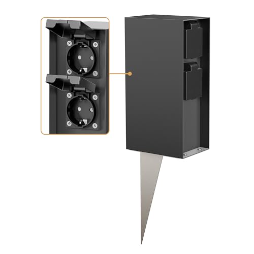 ledscom.de Garten-Steckdosen-Säule POMI mit Erdspieß für außen, IP44,...