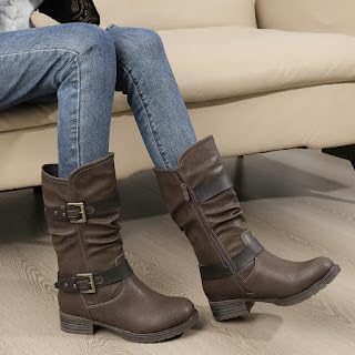 GLOBALWIN Women's Mid Calf Comfortable Fashion Dress Boots For Women Low Heel With Zipper - Image 2