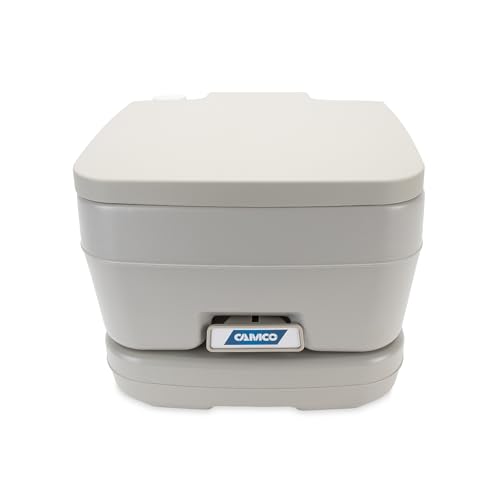 Camco 2.6-Gallon Portable Toilet - Features Detachable Holding Tank w/Sealing Slide Valve & Bellow-Type Flush - Easy Transport w/Compact Lightweight Design & Carry Handle - Gray (41531) by Camco - Image 6