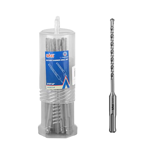 Image of SALI 10PCS 3 /16 inch*6 inch SDS Plus Rotary Hammer Drill Bits Concrete Drill Bit Kit Cross-Type Double Thread Carbide Material Suitable for Concrete, Brick, Cement Walls, Stone, Hammer Drill Bits