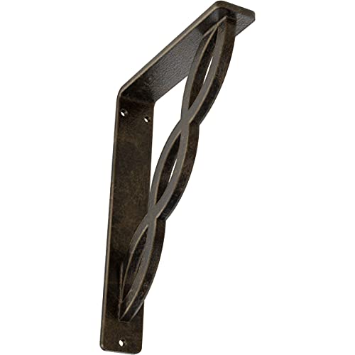 Ekena Millwork BKTM01X05X08SLOAPG Metal Bracket, 1 1/2" W x 5 1/2" D x 8" H, Antiqued Pale Gold