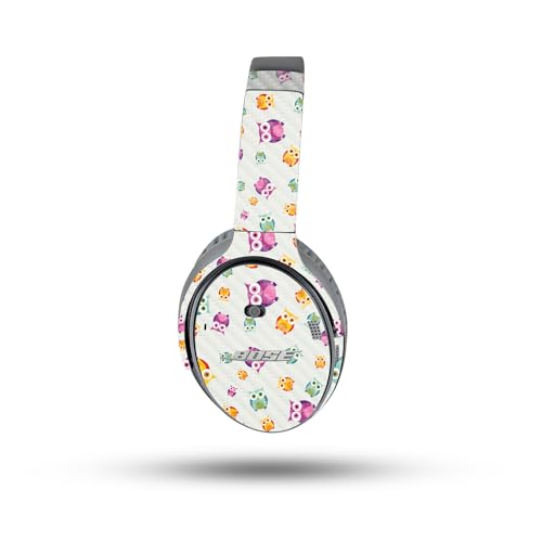 Image of MightySkins Carbon Fiber Skin Compatible with Bose QuietComfort 35 II Headphones - Owls | Protective, Durable Textured Carbon Fiber Finish | Easy to Apply, Remove, and Change Styles