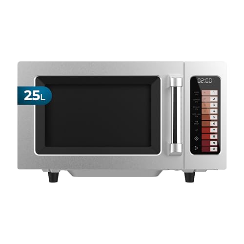 Cecotec Microondas sin Plato Profesional - 25L - FlatPro 2500 Touch. 1000W, Magnetrón, Botones Táctiles, Temporizador 60min, 100 Programas, Potencia Regulable, Descongelado Uniforme, Aviso, Inox