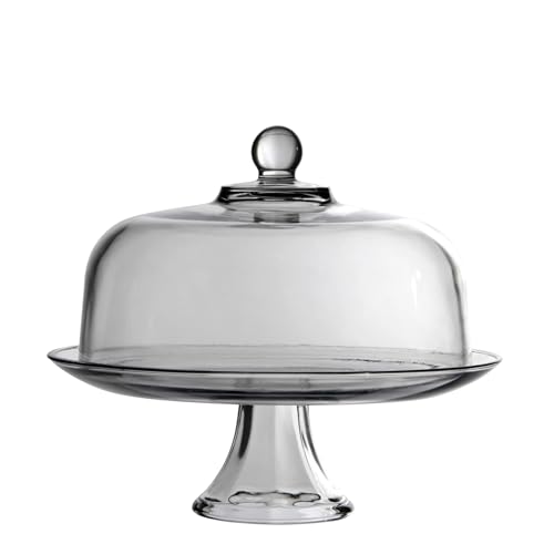 Anchor Hocking Presence Footed Cake Set with Dome (2 piece, all glass, dishwasher safe) , Color - Clear/Presence