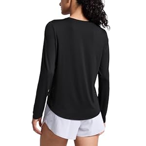 CRZ YOGA Lightweight Workout Long Sleeve Shirts for Women – Gym Running Fall Athletic Training T-Shirts High Neck Tops