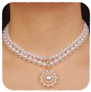 YERTTER 2 Tier Pearl Choker Necklace Crystal Pendant Charm Dangle Chain Collar Choker Boho Pearl Chain for Women
