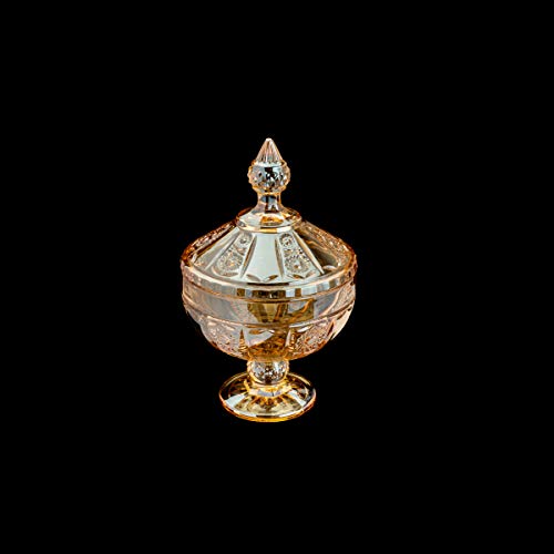 POTICHE DECORATIVO CRISTAL C/PÉ BELLE ÂMBAR 15x24cm