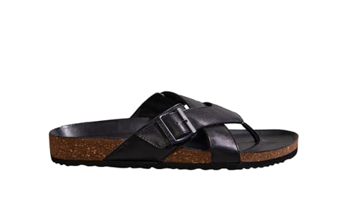 Image of Neeman's Cork Cross Strap Sandals for Men | Lightweight, Durable and Flexible Sandals | Flat Rubber Double Strap Casual Sandals