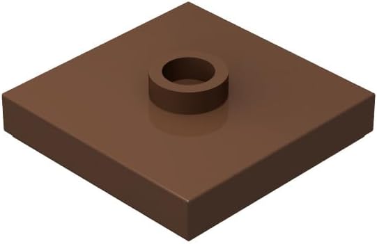 80 Piece Plate, 2 x 2 with Groove and 1 Stud in Center, Brown, Compatible with Lego Parts and Pieces