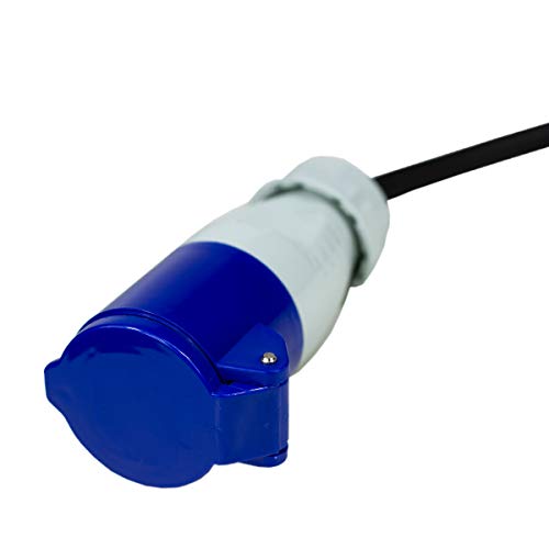 CEE Adapter Kabel Kupplung auf Schutzkontakt Chilitec Stecker 35cm IP44 spritzwassergeschützt 230V / 16A 3-polig für Camping, Boot, Camper, 22851