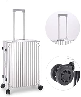 AAGAZA Aluminum Rolling Makeup Case Beauty Makeup Trolley Case LED Light Mirror Case Silver Suitcase Folding Table Bag /1252 (Color : Silver, Size : 40 * 22 * 52cm)