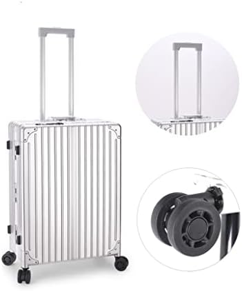 AAGAZA Aluminum Rolling Makeup Case Beauty Makeup Trolley Case LED Light Mirror Case Silver Suitcase Folding Table Bag /1252 (Color : Silver, Size : 40 * 22 * 52cm)