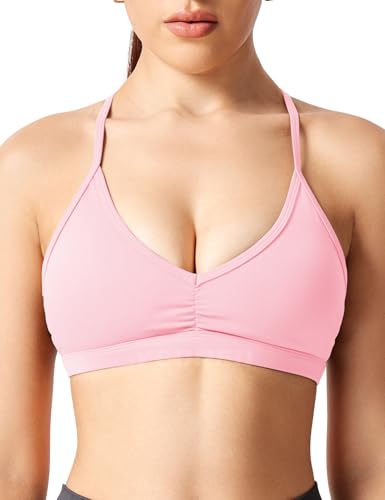 Image of YEOREO CoreFlex Sports Bras for Women Padded Strappy Open Back Workout Top | Light Impact Criss Cross Bra Yoga Gym Crop Top