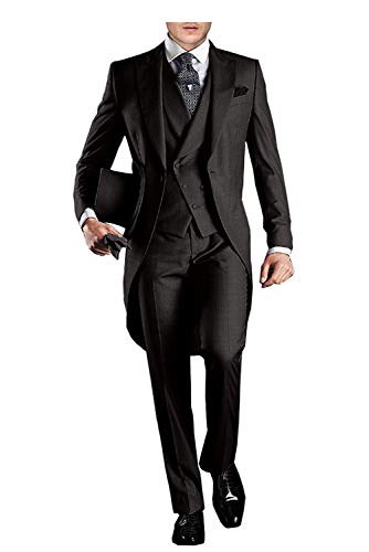 GATMSTZ Men Peak Lapel Long Tail Slim Fit 3 Piece Suit Wedding Party Show Tuxedo