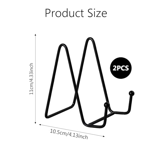 2 pcs Plate Stands for Display,Plate Holder Easel Display Stand,Metal Plate Stands for Display Tabletop Picture Stand,Black Iron Easels for Photo,Pictures,Decorative Plate Dish and Tabletop Art(Black)