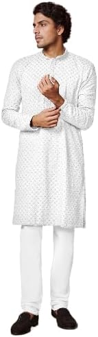 GenericAK&JK Clothings Men's Chikankari Embroidered & Mirror Work Straight Sequence Kurtas…
