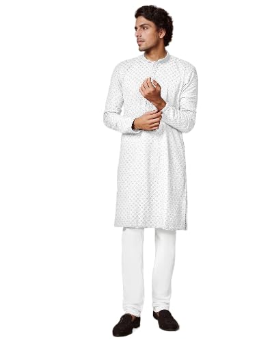 GenericAK&JK Clothings Men's Chikankari Embroidered & Mirror Work Straight Sequence Kurtas…