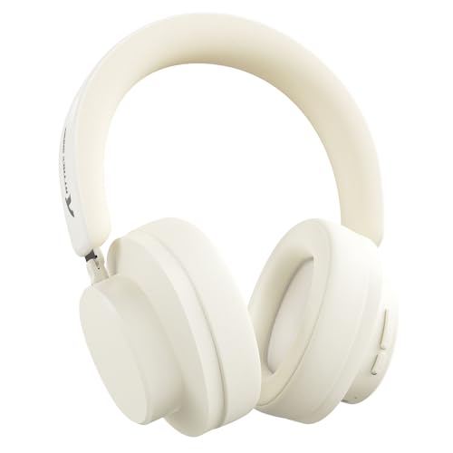 ATTACK SHARK G500 Active Noise Cancelling Wireless Headphone, Over Ear Bluetooth Headset with Built-in Mic, BT5.3 & 3.5MM Wired Dual Mode, Lightweight Foldable, On-Ear Style for Home/Office - Beige